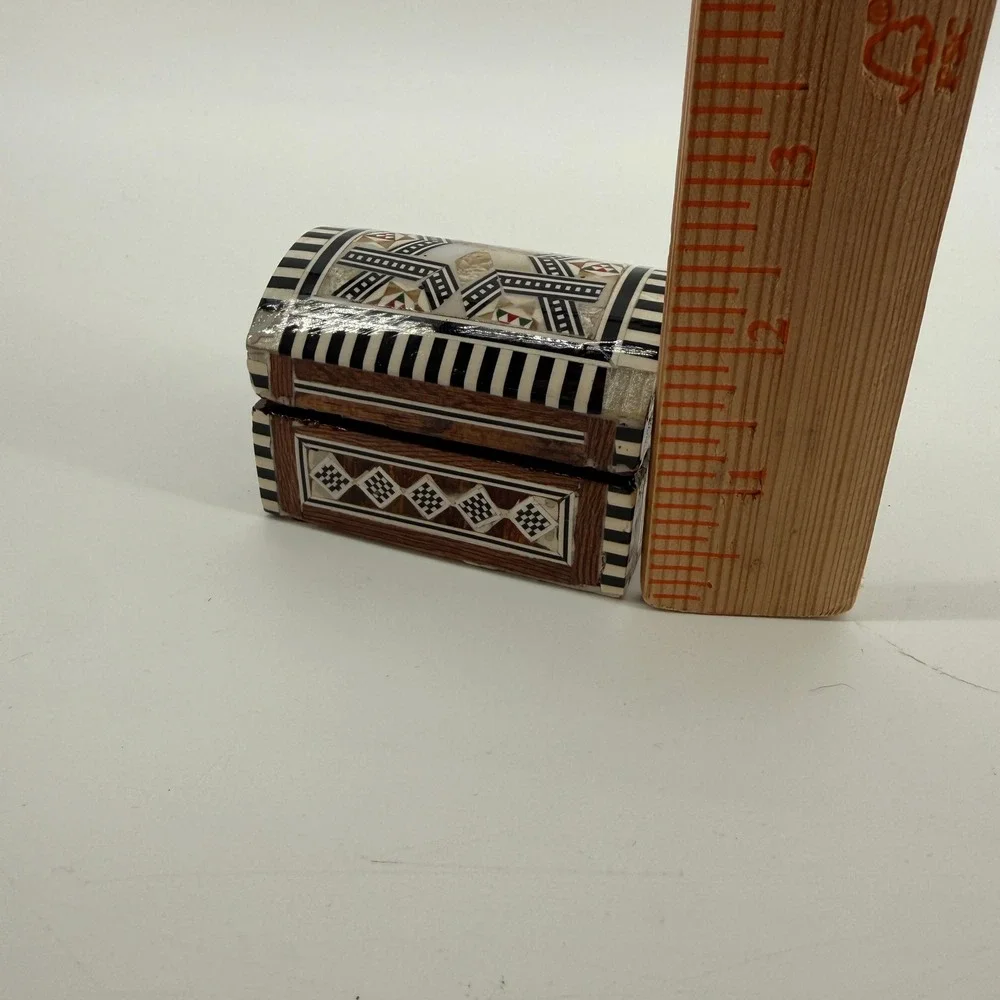 Unbranded Inlay Jewelry Box Unisex Small Brown Mother of Pearl Bone Mosaic Star